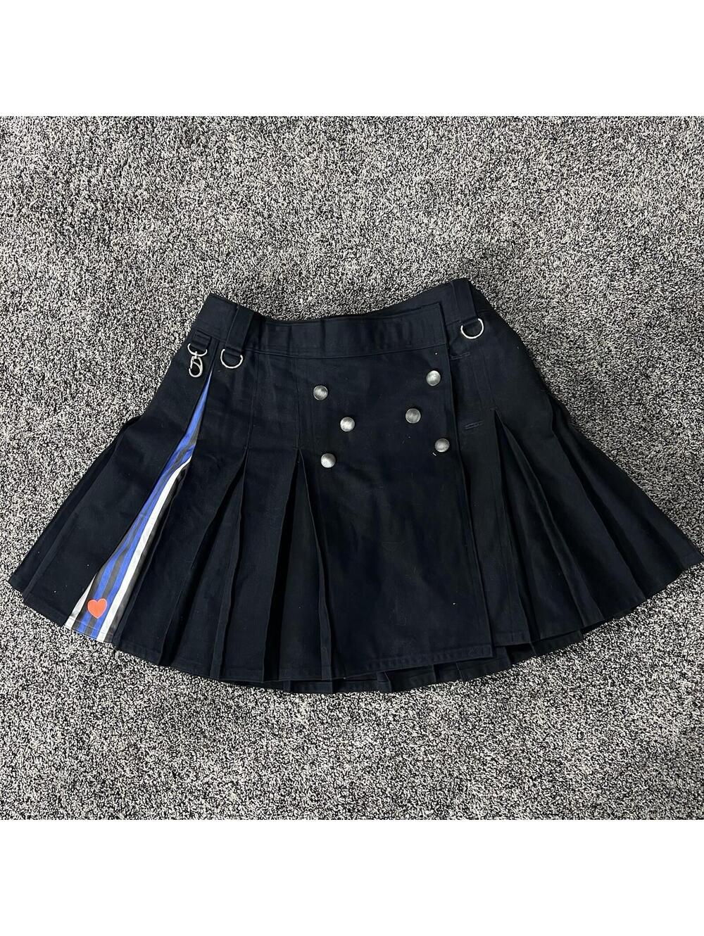 ALT.KILT Black With Blue Accent And Heart Size 38 Length 22in.